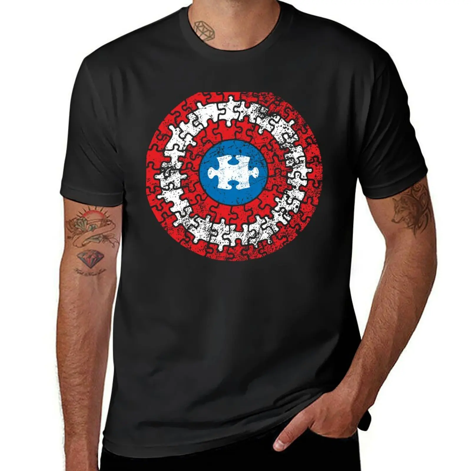 

Autism Awareness Captain Autism Puzzle Shield T-Shirt anime Funny t-shirts mens t shirts pack