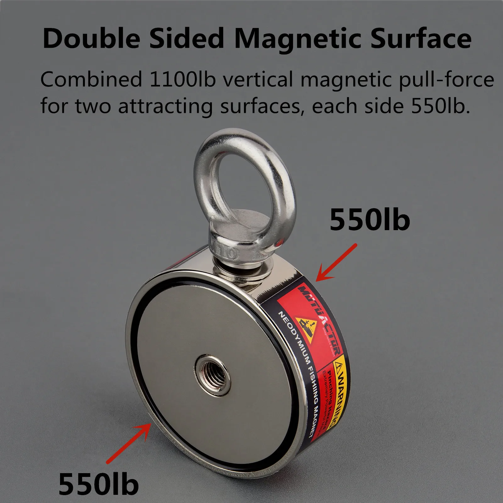 500kg Strong Neodymium Round Magnet Set with 20m Rope Claw 250kg*2 Outdoor Fishing Doulbe Sided Combined Metal Detecting