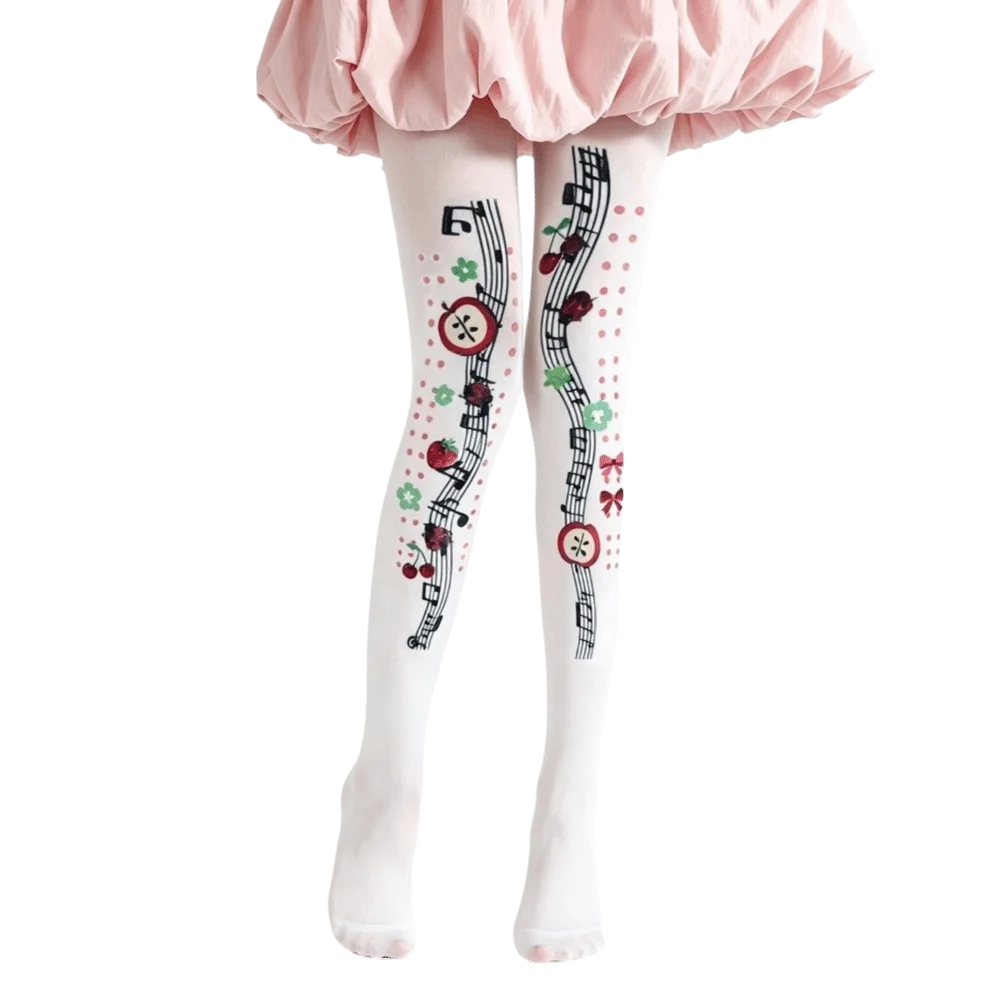 Y2K Velvet Pantyhose Medium Thickness Footed Design Women Printed Tights Plus size All Seasons Footed Tights Daily Matching