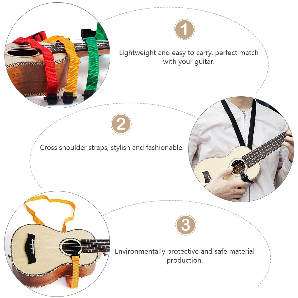 

8Pcs Ukulele Strap Cross Shoulder Belt Mixed Color Lightweight Durable Instrument Accessories Outdoor and Indoor