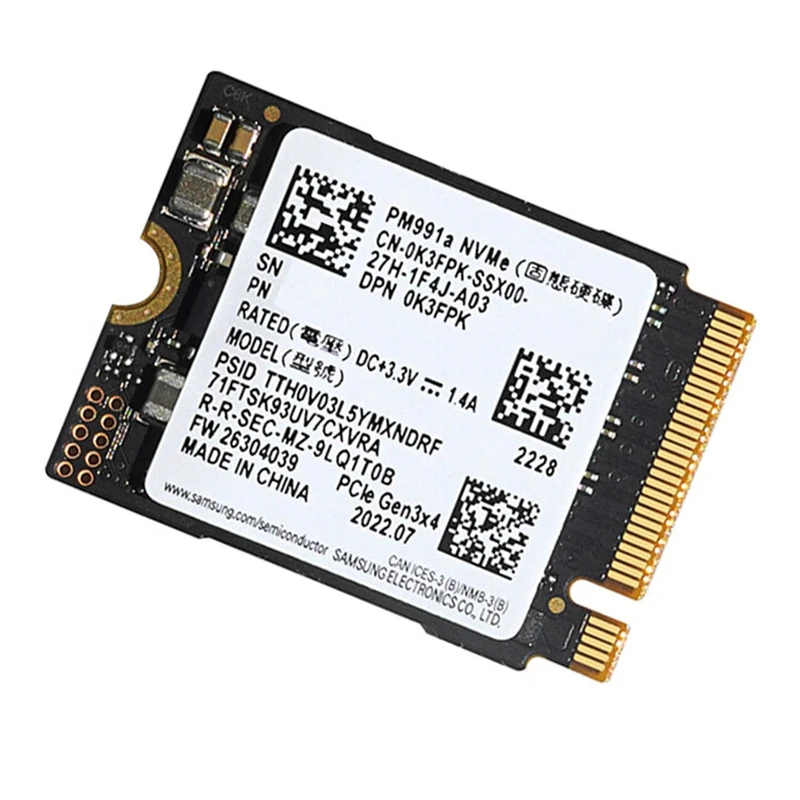 For SAMSUNG PM991A 1TB M.2 2230 30Mm Nvme Pcie SSD For Steam Deck/ Surface Pro For Dell/HP/Lenovo/Laptop Easy To Use