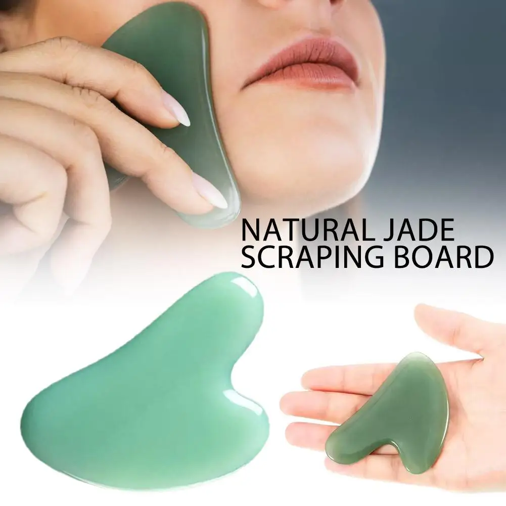 

Natural Jade Scraping Board Face & Body Gua Sha Massage Brush Heart Shaped Massager Scrapers Tools For Face Neck Back Body