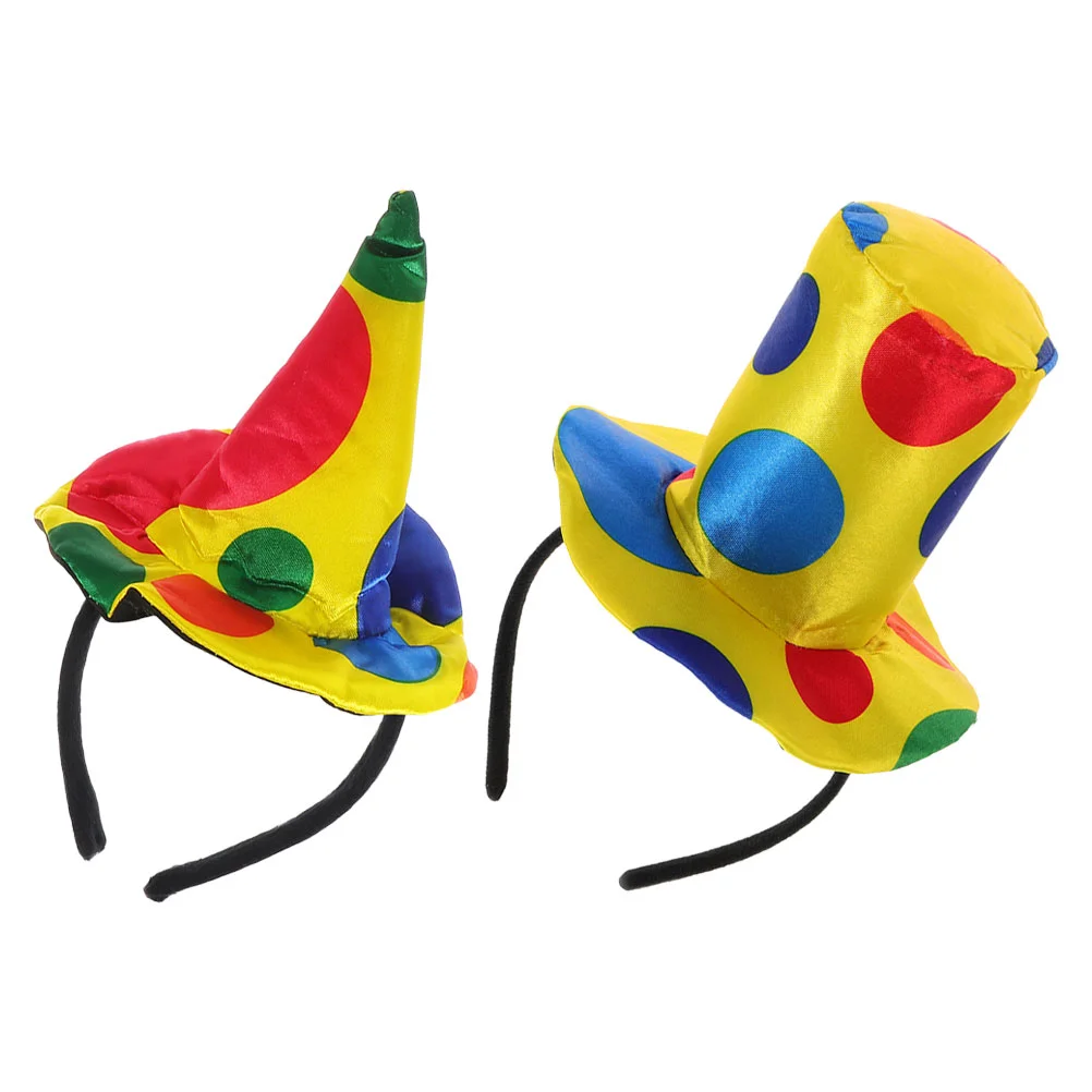 

2 Pcs Clown Hat Headband Headwear Carnival Dress up Women Accessories Funny Clothing