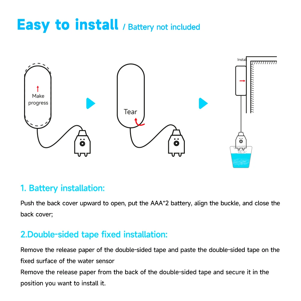 Water Leak Alarm Detector Sensor 130DB Sound Alarm System Automation Water Overflow Level Detector Home Security Protection