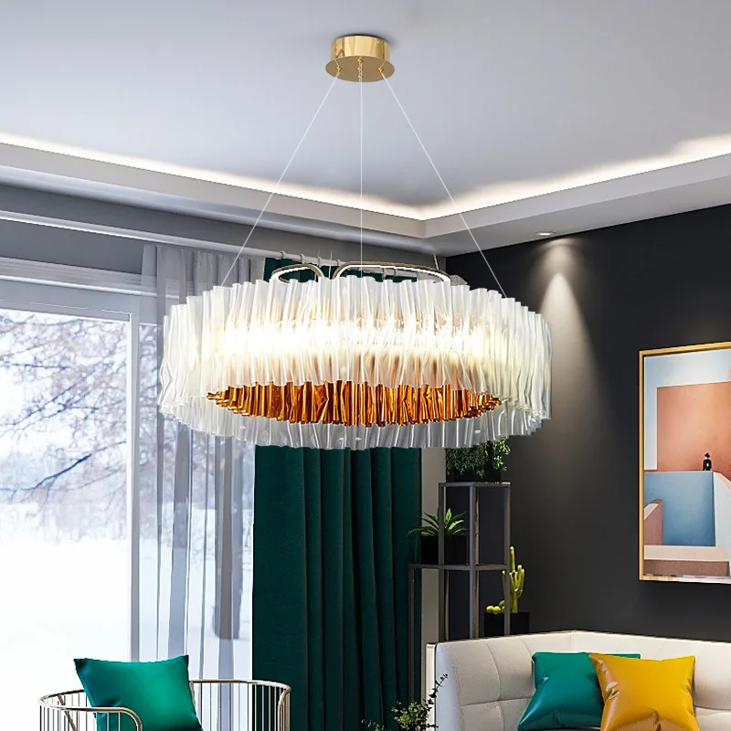 new Italy Replica LED Pendant Light Art Pleated Modern Chandelier for Living Room Restaurant Bedroom Atmosphere Decor Table Lamp