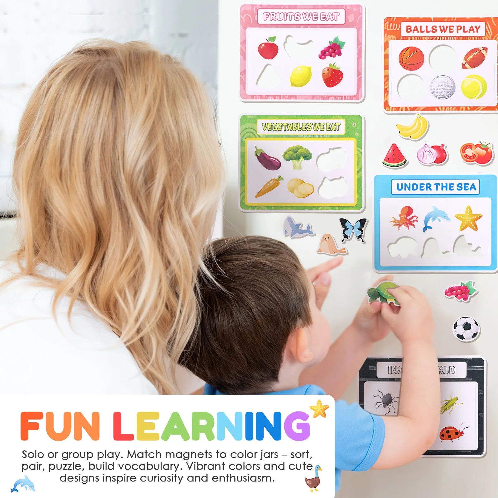 Creative Sorting Fridge Magnets Color Classification Magnetic Stickers Safe Toddler Early Education Toys for Home Classroom Use