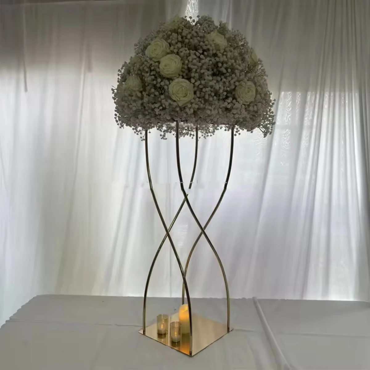 

10pcs)Tall Vases Gold Metal Wire Flower Stand Road Lead Wedding Floral Stand Pillar Vase Centerpiece Column Rack 1487