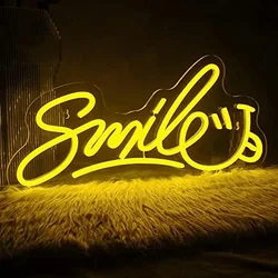 Smile Neon Sign for Wall Decor Yellow Led Neon Light for Cute Room Decor preppy Dorm Bedroom Decor Aesthetic Christmas Kids Gift