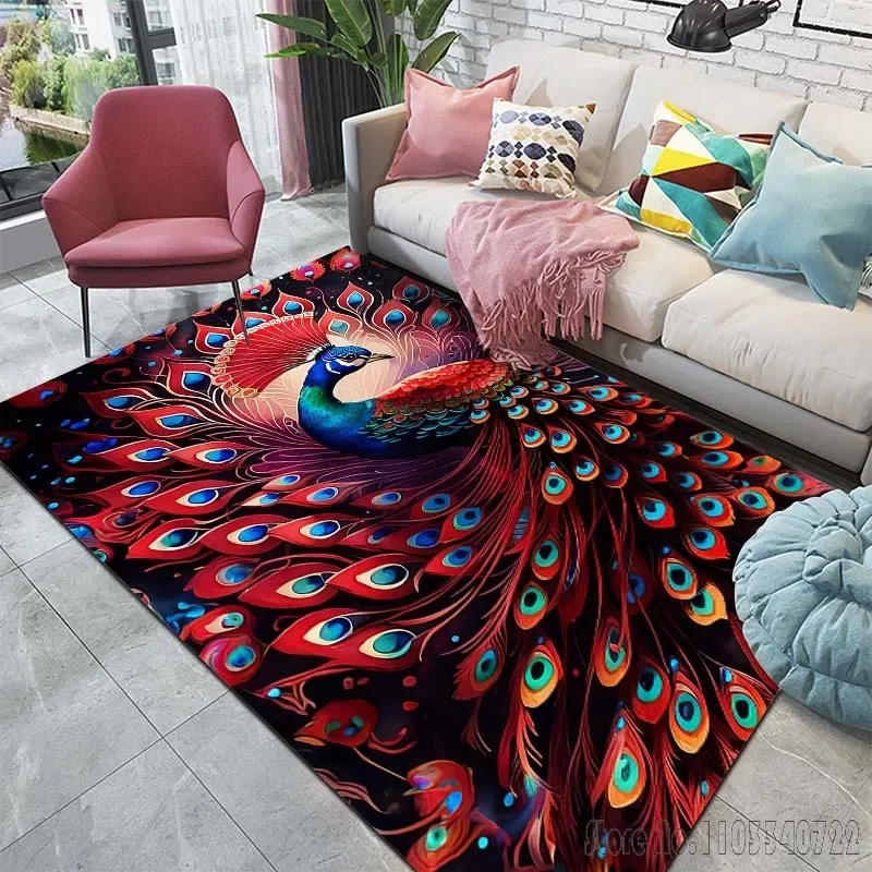 Pfau Kunst Muster Teppich für Schlafzimmer Boden Matte Dekor Wohnzimmer Teppich Badezimmer Anti-rutsch Teppiche Garderobe Bereich Teppich hause