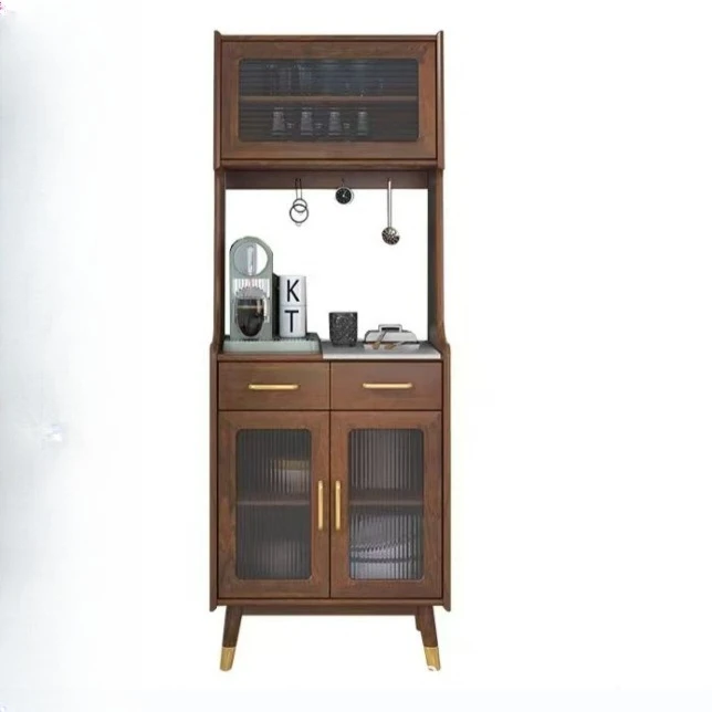 Modern Simple Side Cabinet Multifunctional Restaurant Cupboard Solid Wood Glass Storage Tea Cabinet High Cabinet
