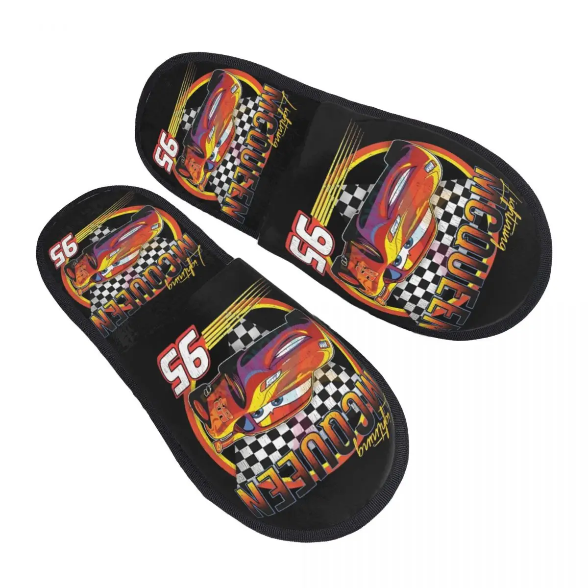 Custom Lightning McQueen Sport Cars Soft Scuff With Memory Foam Slippers Women Spa House Shoes