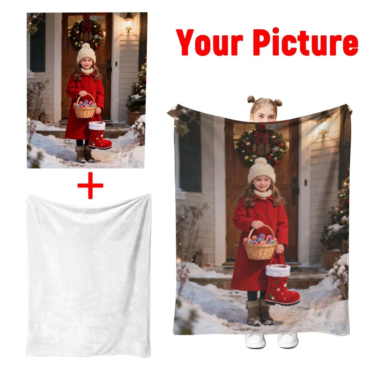 بطانية فانيلا تذكارية مخصصة لعيد الميلاد للزوجين - مطبوعة مع أنماط زينة حصرية للذكرى السنوية + دفء درجة حرارة ثابتة، قابلة للغسل في الغسالة بدون تشوه، مناسبة لسرير غرفة النوم الرئيسية، ألياف بوليستر ممتازة للزوجة #2