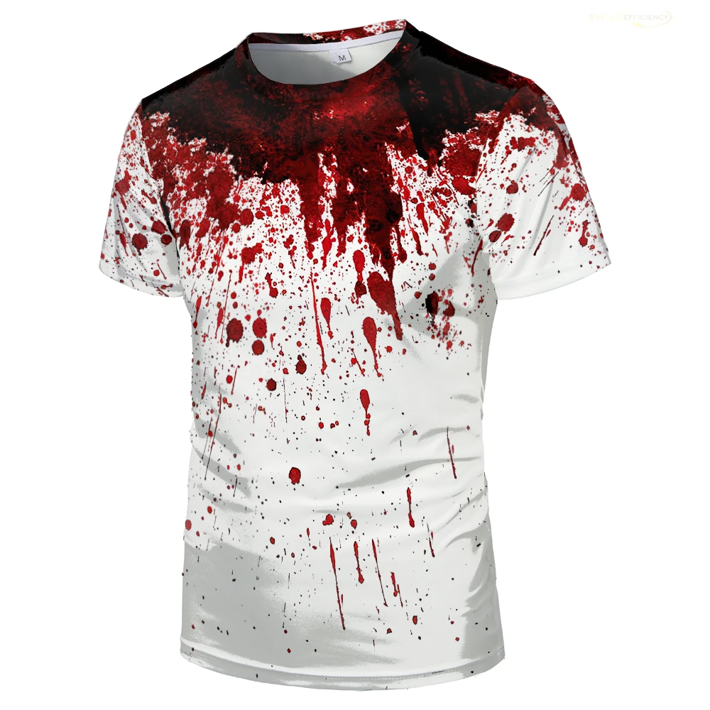 Halloween Fun Bloody Horror Pattern 3D Printed T-shirt Scary Dripping Blood Street Men Tops Casual Fashion O-neck Oversized  Tee