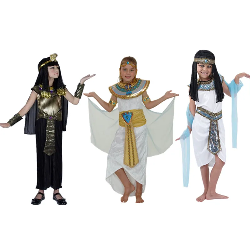 Karneval Kinder Kostüme Mädchen Jungen Cosplay Cleopatra Alte Ägypten Pharao Graduation Kleider Halloween