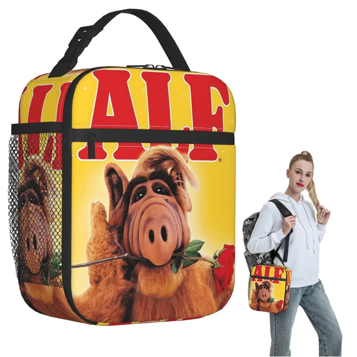 Bolsa térmica isolada Alf Thumbs Up Alien Life para mulheres e crianças, caixas de comida à prova de vazamento, bolsa térmica para almoço
