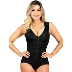 Fajas Women Front Zipper Compression Belly Slimming Body Shaper Garment Adjustable Straps Waist Trainer Shapewear