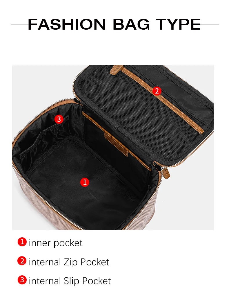 Aidrani Echtleder-Kosmetiktasche mit Eidechsenmuster, große Kapazität, Handtasche, Damentasche, Aufbewahrungstasche, Reise-Toilettentasche – Detail 8