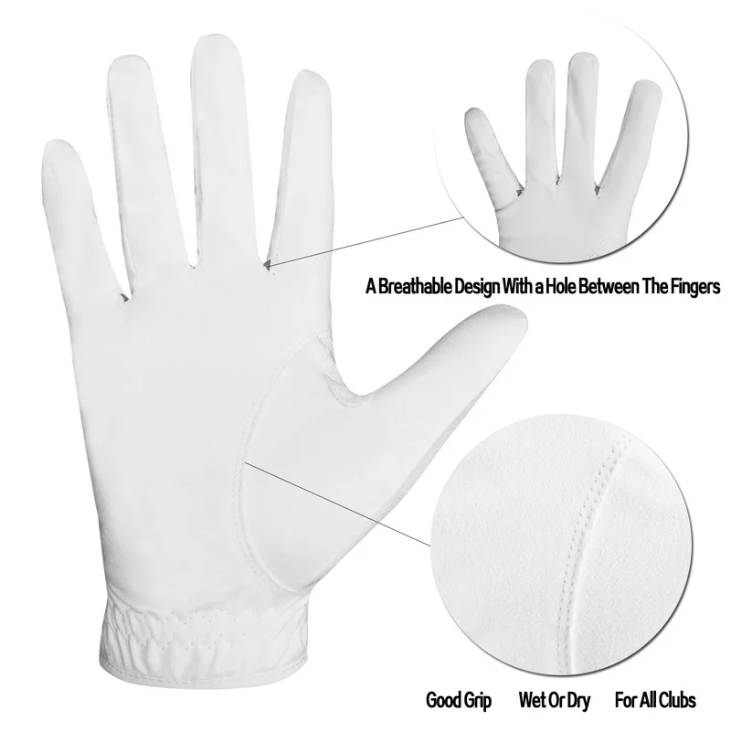 New Comfortable Soft Mens Golf Gloves 2 Pcs or 1 Pair Left Right Hand  Flexible Rain Hot Wet All Weathe Grip Drop Shpping