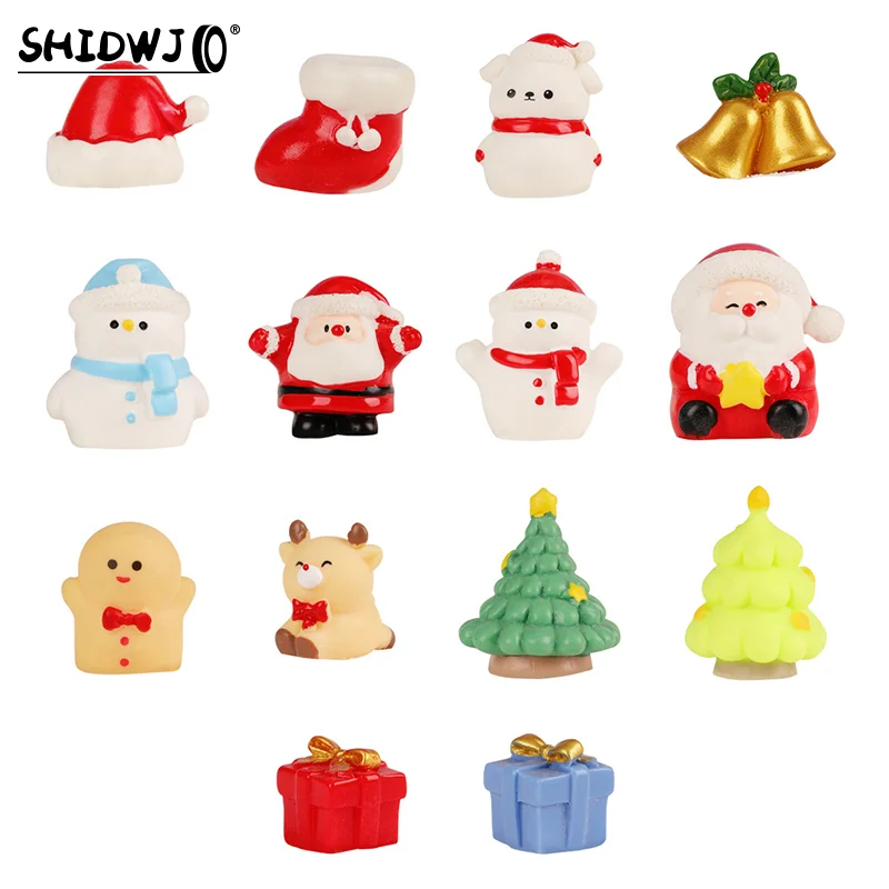 Car Creative Fashion Christmas Snowman Santa Miniatures Figures Cute Cartoon Micro Ornaments DIY Home Decoration Accessories