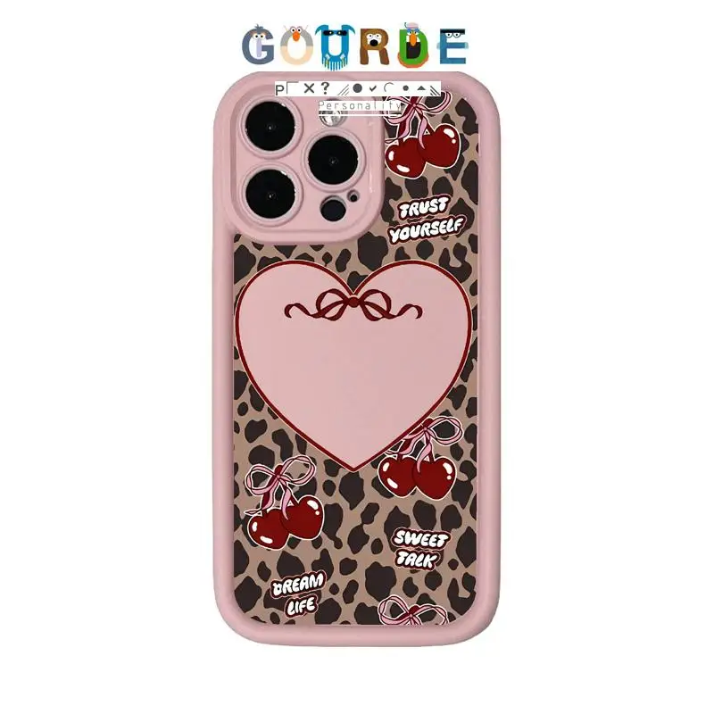 

Gourde Cute leopard print love bow patterns Phone Case for Iphone 16 15 14 12 13 11 Pro Max IP 7 8 Plus Iphon X XS XR Xs Max