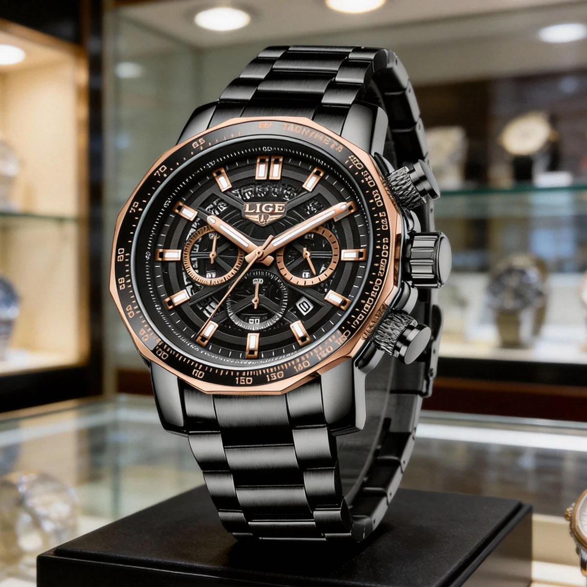 

Мужские наручные часы LIGE Luxury Trendy, водонепроницаемые, из нержавеющей стали, с люминесцентным покрытием, с указанием даты и дня недели, модные кварцевые часы.