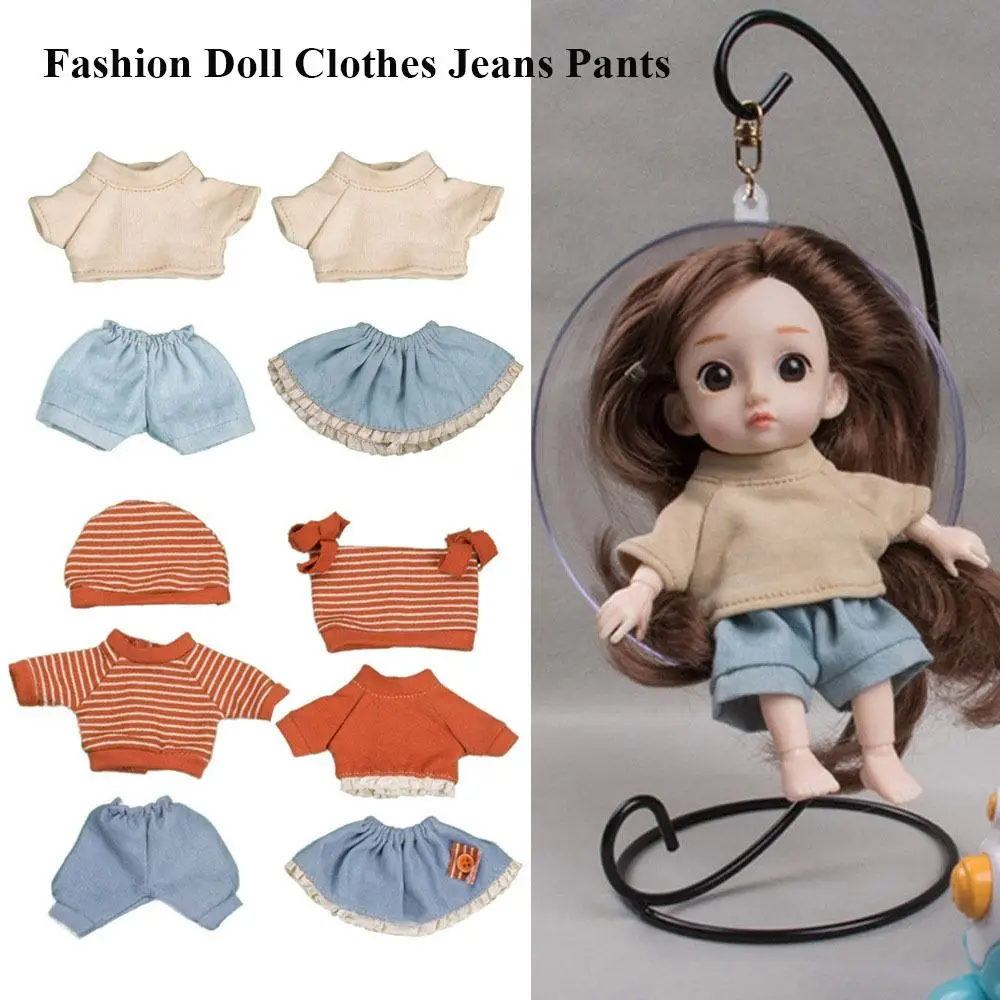 16cm Doll Clothes High-end Dress Up Mini Cute Dolls Skirt Suit Jeans Pants T-shirt Skirt Suit Kids Gift Toy DIY Doll Accessories