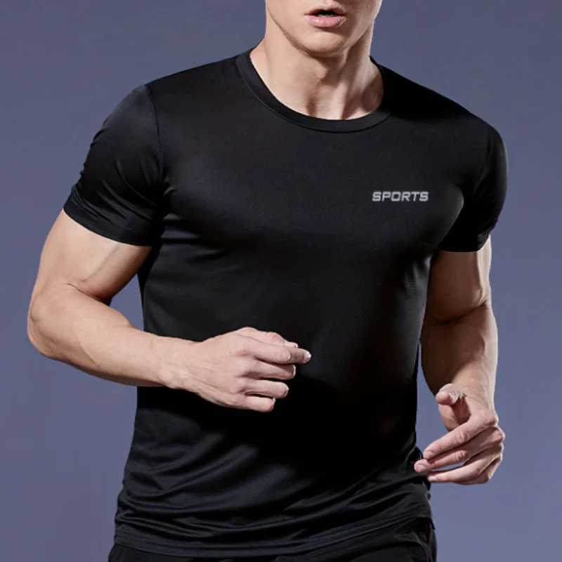 New Men\'s Summer T Shirt Gym Sports Running TShirt Loose Men Quick Drying Jogging Male Training Casual Daily Fitness Tee Tops