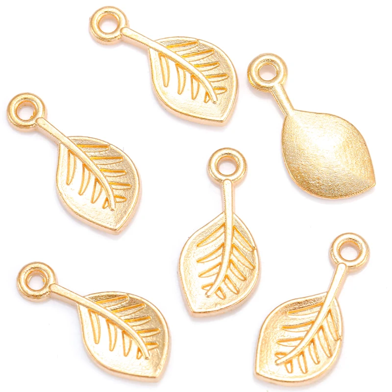 40pcs 5 colors small leaves Charms DIY Necklace Pendant Bracelet Jewelry Making Handmade Crafts 16*8mm Q386