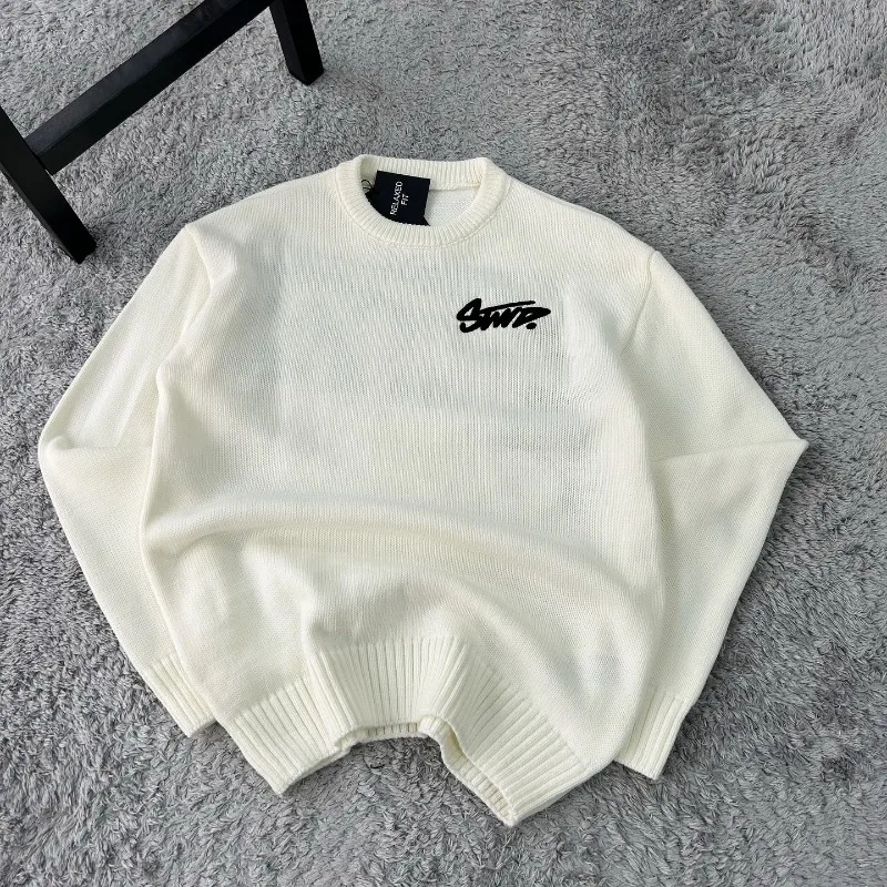 Europejski Amerykański Retro Harajuku Oversize Sweter Męski Y2K Casual High Street Fashion Jesień Zima Ciepły Długi Rękaw Top Damski