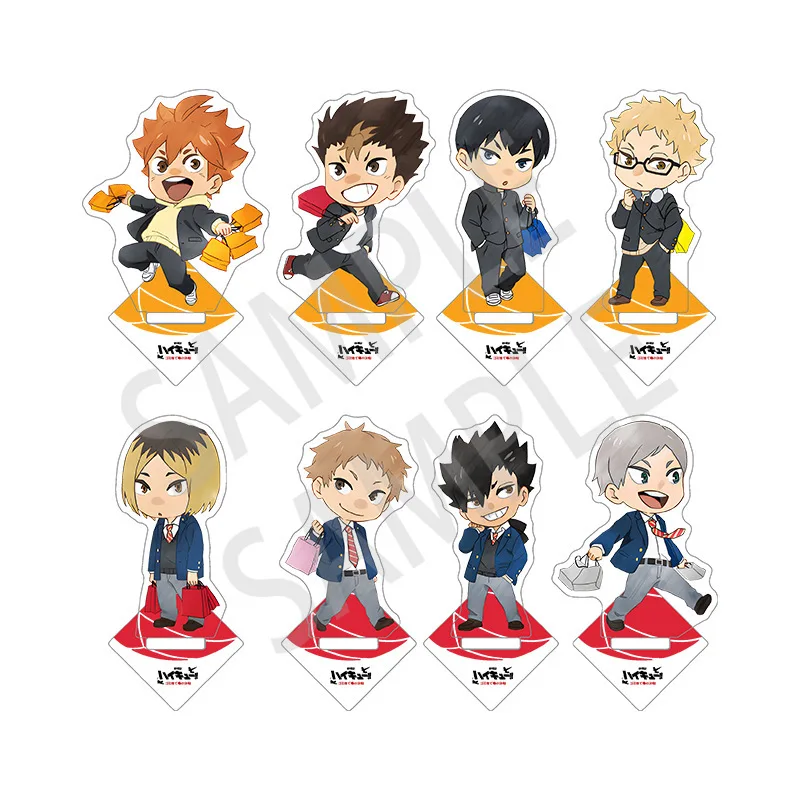 8CM Anime Haikyuu!! Standing Plates Hinata Shoyo Tobio Kageyama Action Figures Model Toy Desktop Ornament Fans Gifts