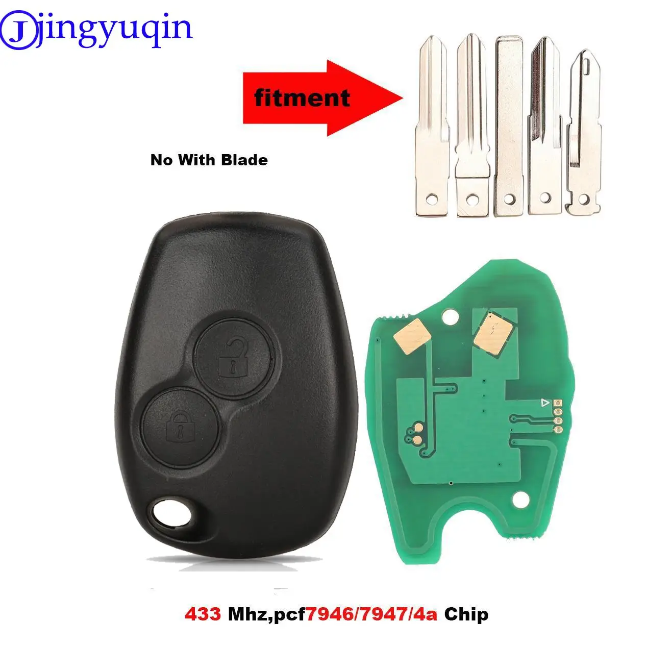 

jingyuqin 2Buttons Remote Key No Blade PCF7946/pcf7947/4A Chip 434MHz For Renault Trafic Vivaro Primastar Movano Keyless