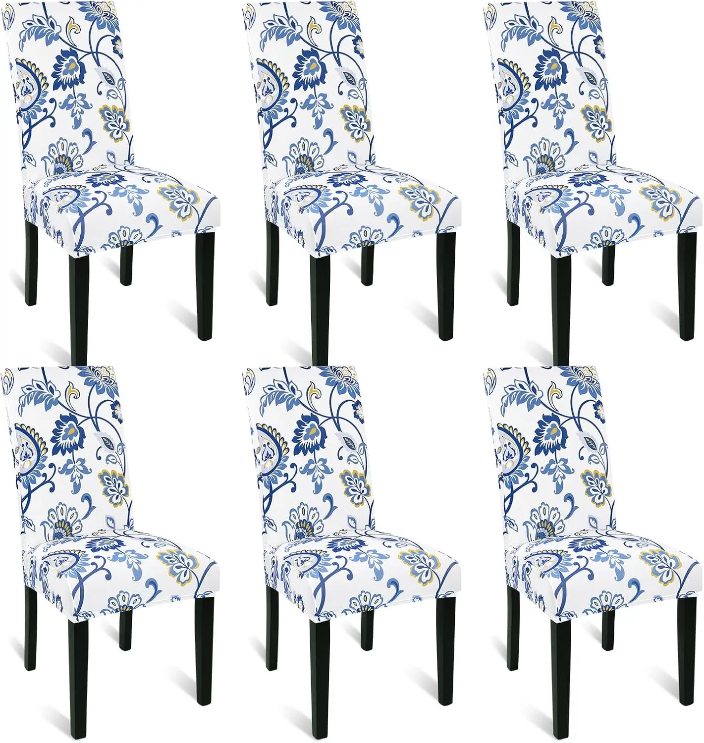 

Chair Covers For Dining Room Set Of 6, Stretch Pattern Dining Chair Cover Washable Kitchen Chair Slipcovers Removable Seat