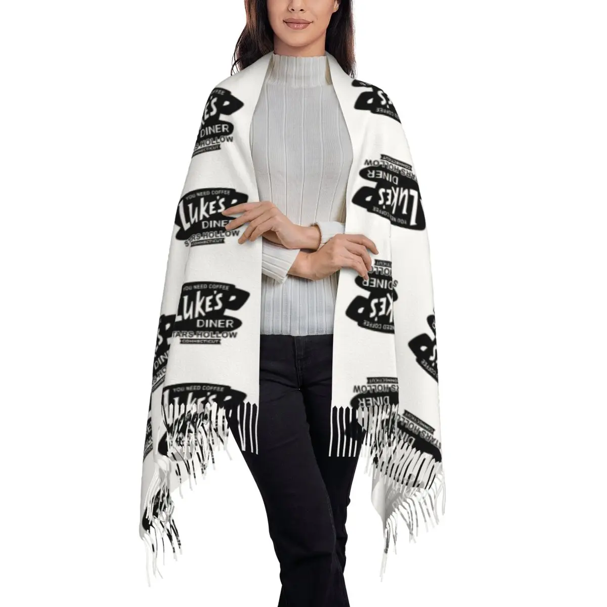 Gilmore Girls Graffiti Scarf Tassel Scarves for Women Soft Warm Shawls and Wraps Large Fall Winter Shawl Wrap