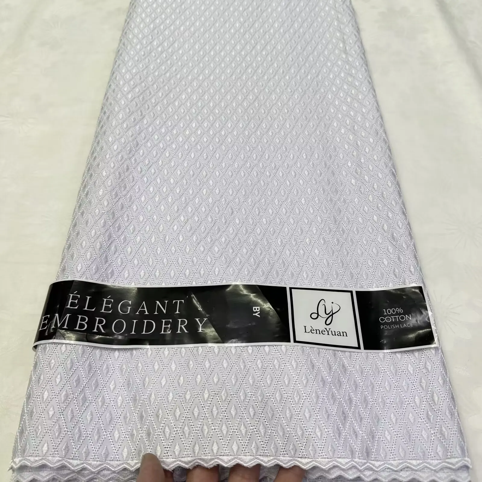 

African Nigerian 100%Cotton Polish Luxe Satin Embroidery Fabric High Quality Swiss Voile Lace Material For Men Dubai Style