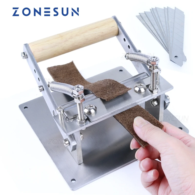 ZONESUN DIY Leather Product Manual Skiver Peel Tools Shovel Skin Machine Leather Splitter Vegetable Tanned Handle Peeler