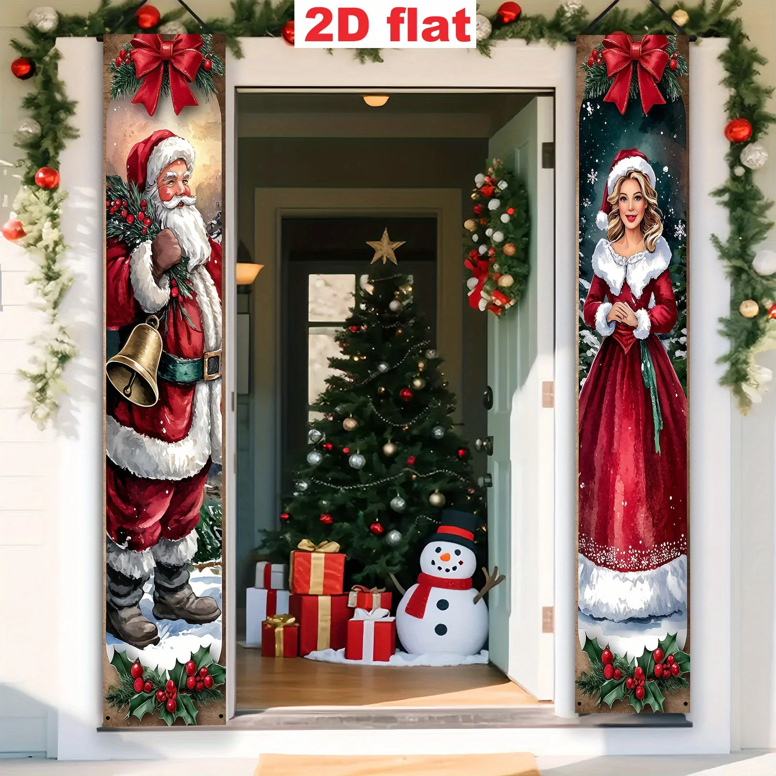 VIKAMA Weihnachten Willkommen Tür Link Weihnachten Party Veranda Dekoration Indoor Outdoor Tür Wandbehang Banner Winter Dekoration