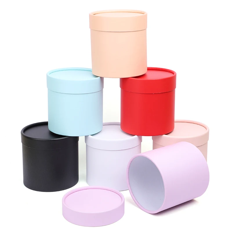

Round Gift Boxes With Cover Flower Bouquet Packaging Storage Decoration Wedding Birthday Party Valentine's Day Cardboard Box