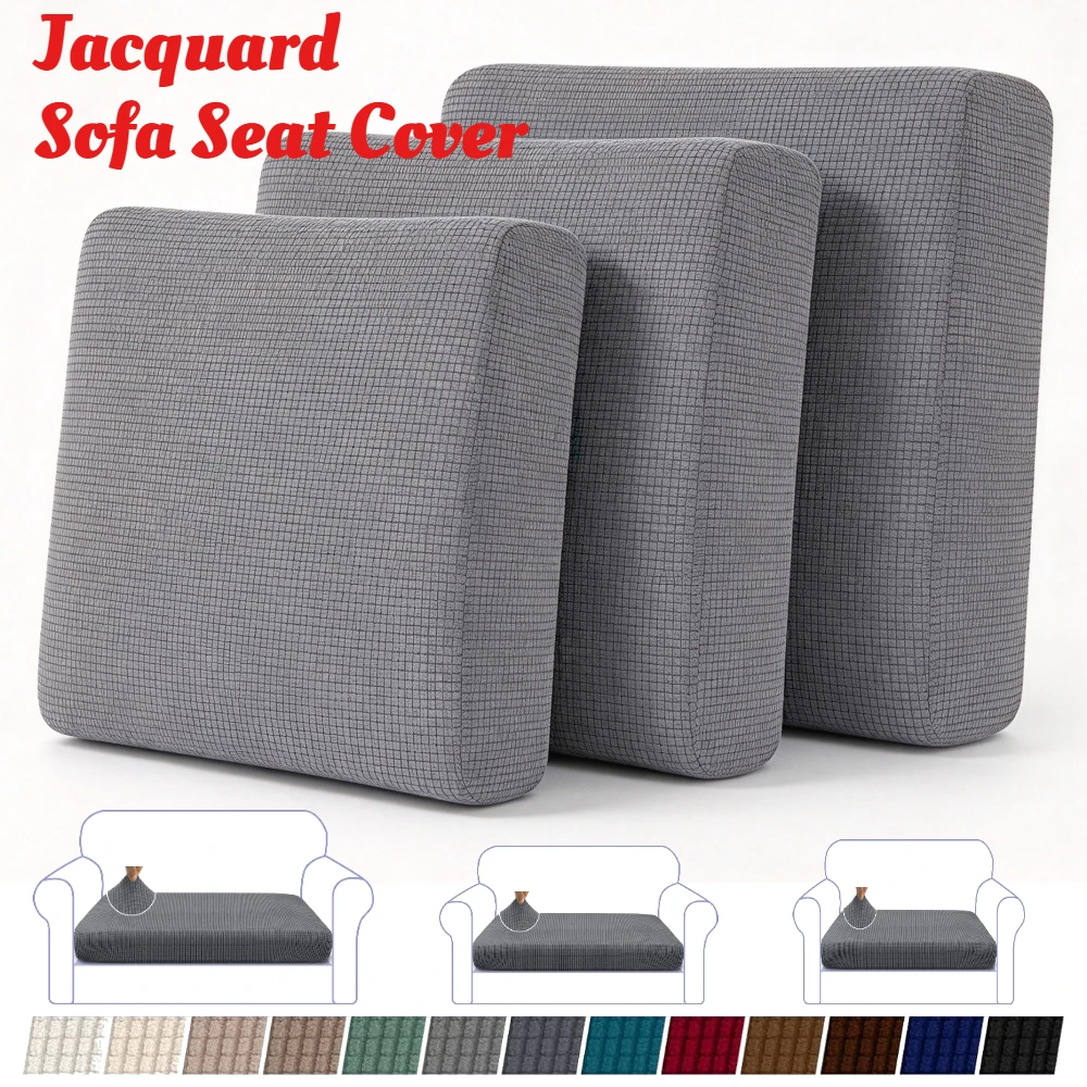 Sofa Seat Cushion Cover 1/2/3/Chaise/Backrest Seater Non-Slip Slipcover Replacement Elastic Bottom Spandex Jacquard Couch Cover