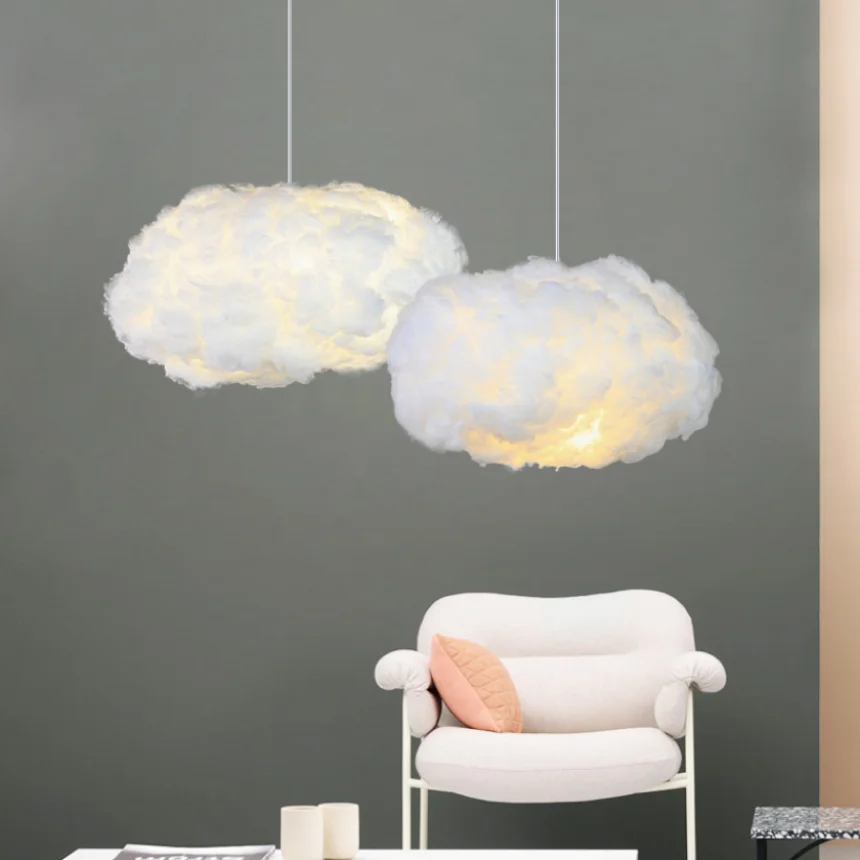 Iluminación colgante de nube para cocina, lámpara colgante de algodón para comedor, candelabros de techo, decoración de tienda para niños, novedad