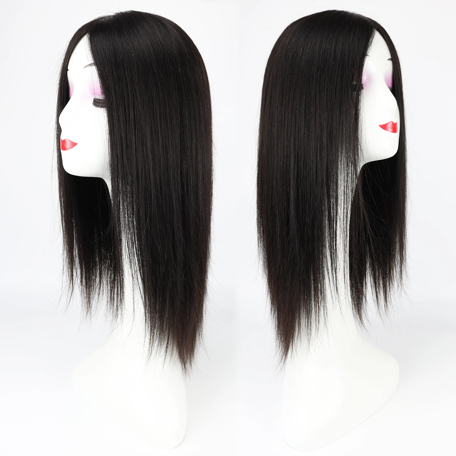 Straight Virgin European Human Hair Silk Top Wig with Bangs — 6x6 Silk Base
