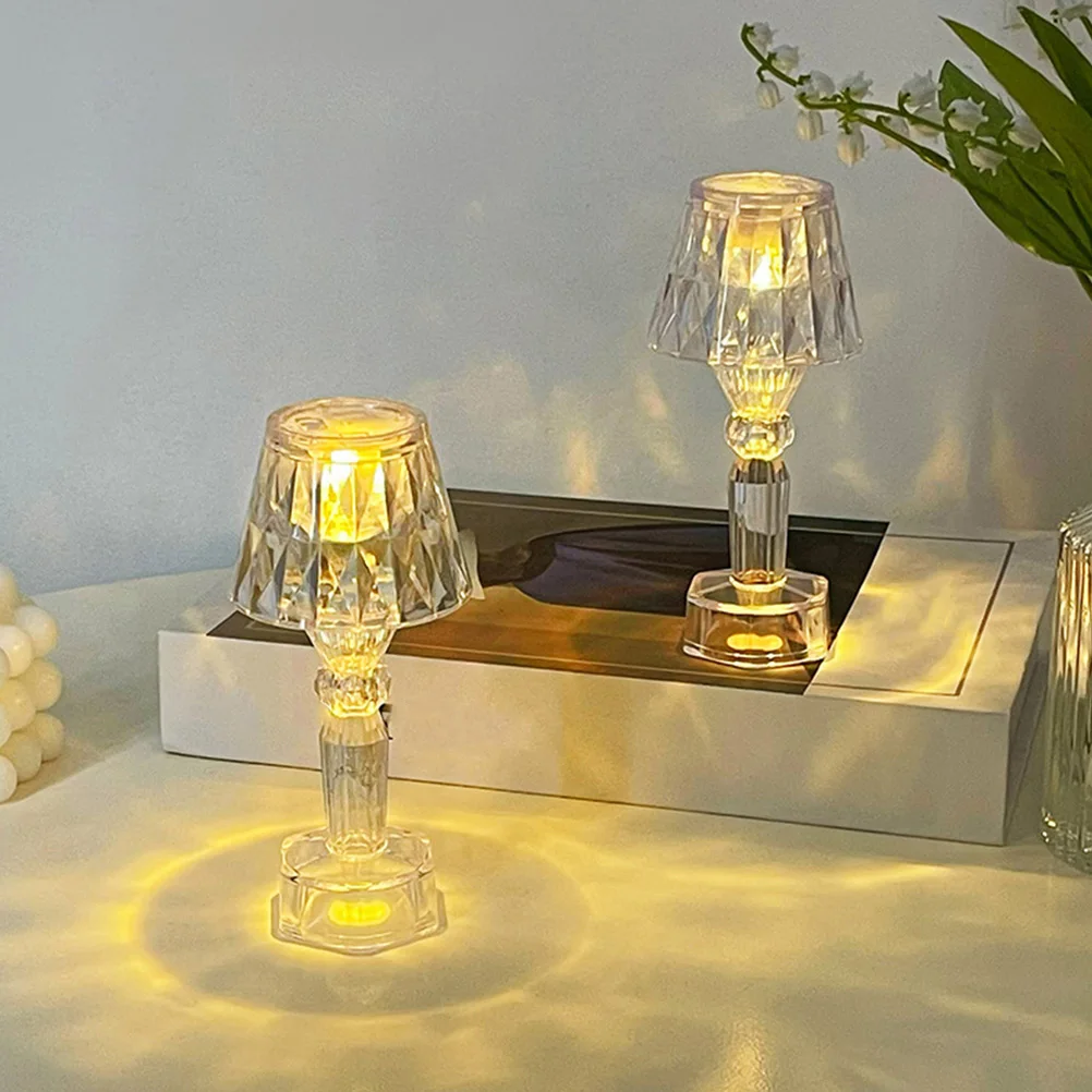 

2Pcs LED Electronic Candles Transparent Detachable Table Lamps Night Lights Atmosphere Bedroom Decor Gifts Party Home Use Small
