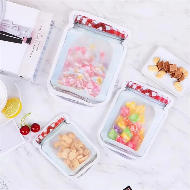 

50/100PCS Red Lid Mason Jar Bottle Packaging Bag DIY Candy Snack Spice Coffee Sugar Chocolate Beaf Food Wedding Storage Pouches