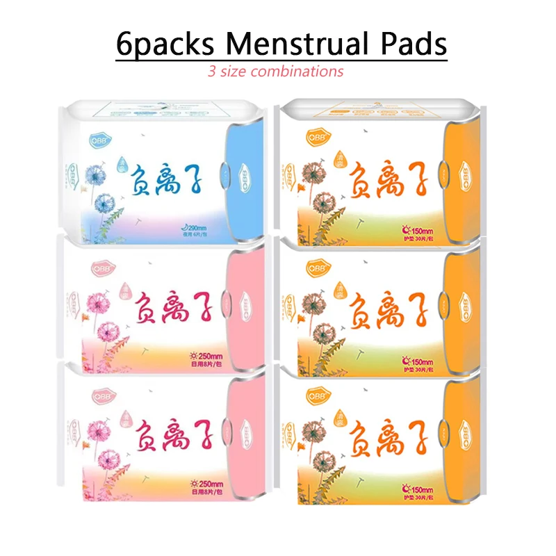 

6Packs=112Pcs Women Menstruation Sanitary Towels Anion Sanitary Pads Feminine Menstrual Period Product Anion Hygienic Pads
