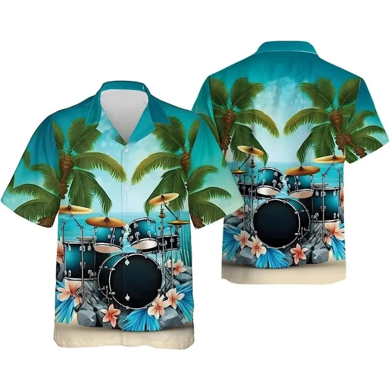 Palm 3d Print Shirts Men Women Fashion Hawaiian Shirt Short Sleeve Casual Beach Shirts Single-Breasted Blouse Female Clothing