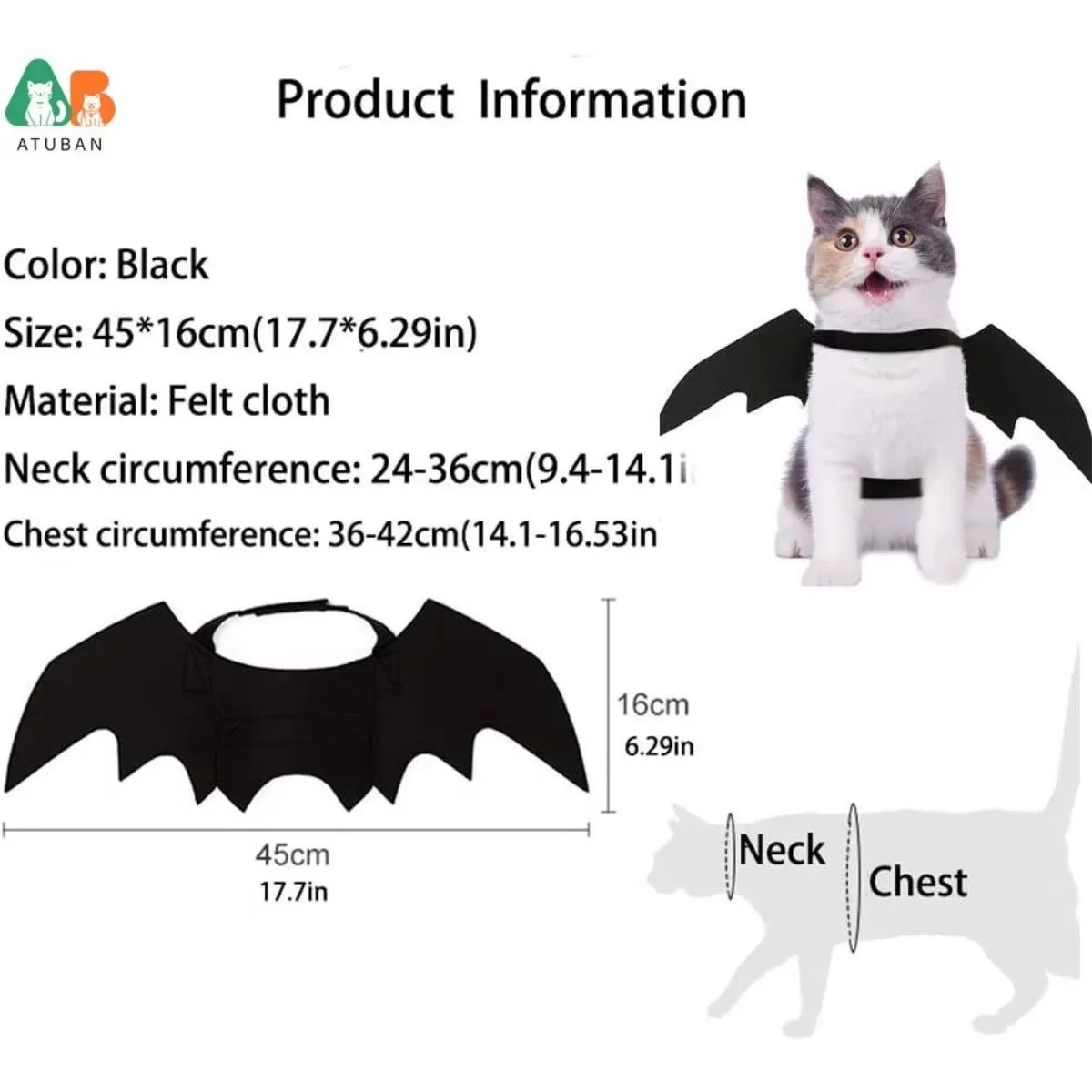 Pet Cat Bat Wings for Halloween Party Decoration,Puppy Collar Leads Cosplay Bat Costume,Cute Puppy Cat Dress Up Accessories