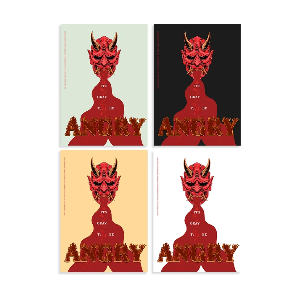 ملصق تأكيد أن تكون غاضبًا - طباعة فنية جدارية - ملصق حائط - ديكور منزلي - تصميم ملصق - الصحة العقلية