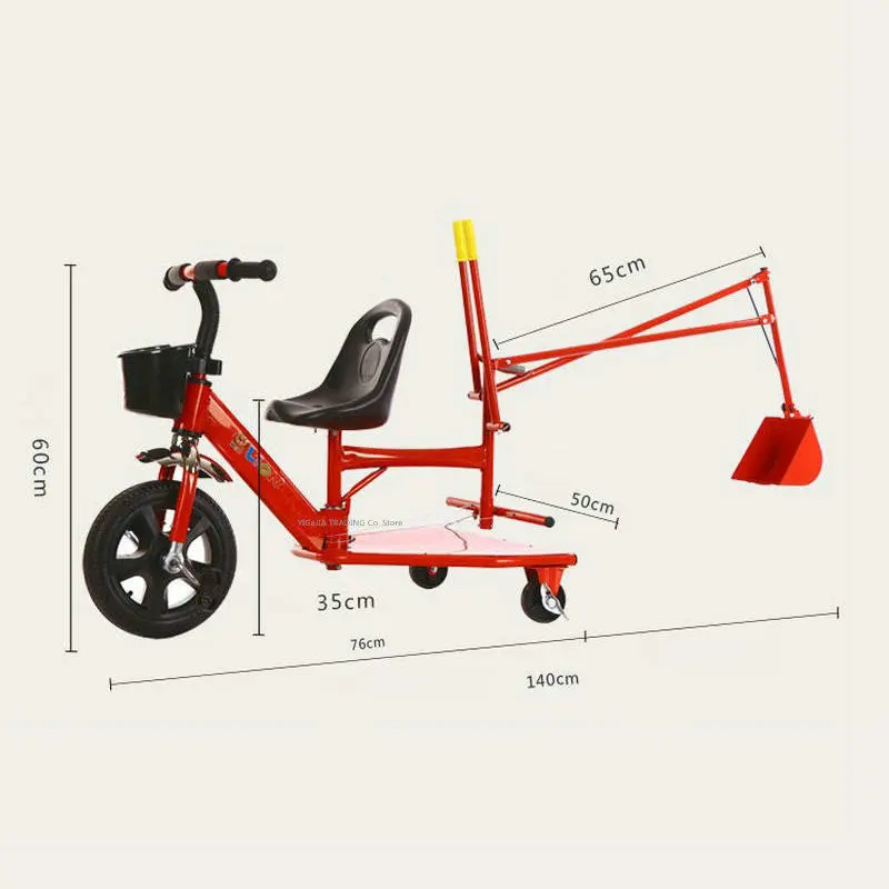 Koparka trójkołowa dla dzieci na świeżym powietrzu, koparka do piaskownicy dla dzieci, pojazd inżynieryjny 2 w 1