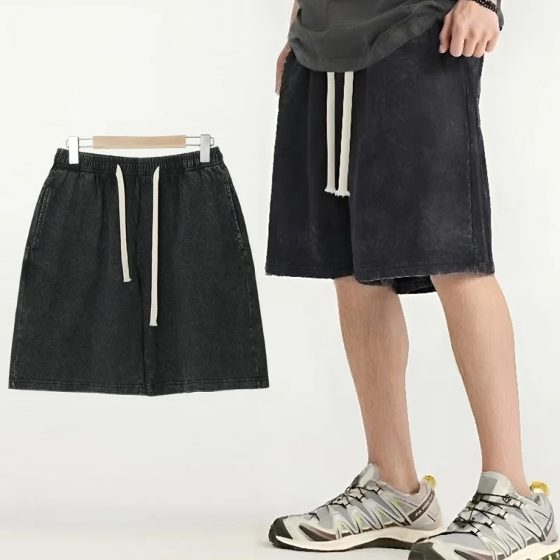 Summer Fashion men's retro vintage casual shorts loose  comfortable solid color shorts men  gym fitness shorts