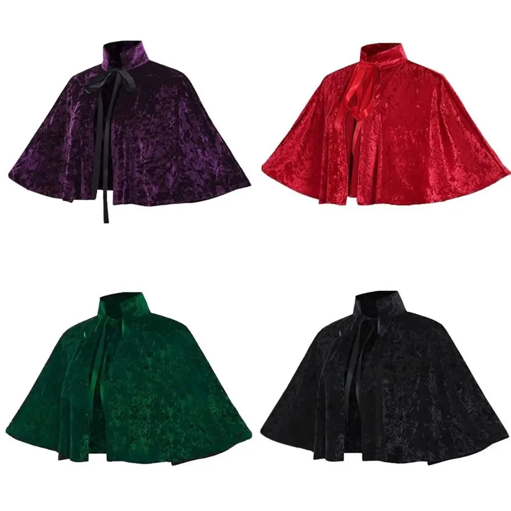 

New Vintage Cosplay Velvet Cape Victorian Short Women's Shawl Coat Carnival Party Witch Shawl Gothic Shawl Adult