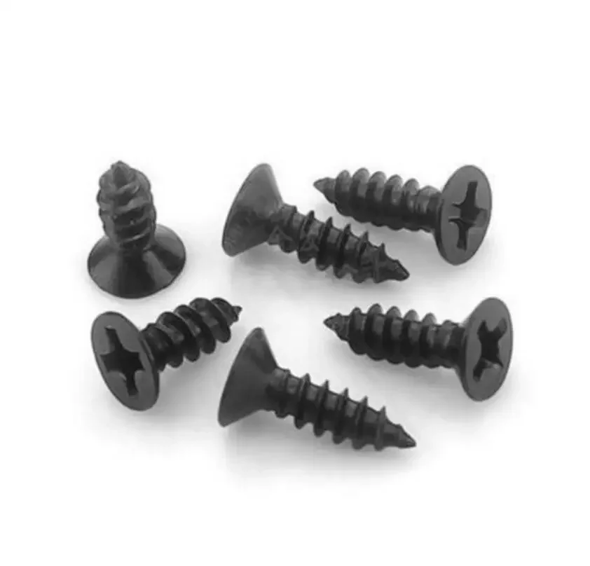 

M1 Phillips Countersunk Flat Head Self-tapping Screw Bolt Black Carbon Steel Wood Screws M1x6mm 100Pcs